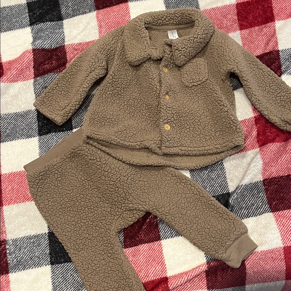 Cozy Tan Sherpa Baby Set